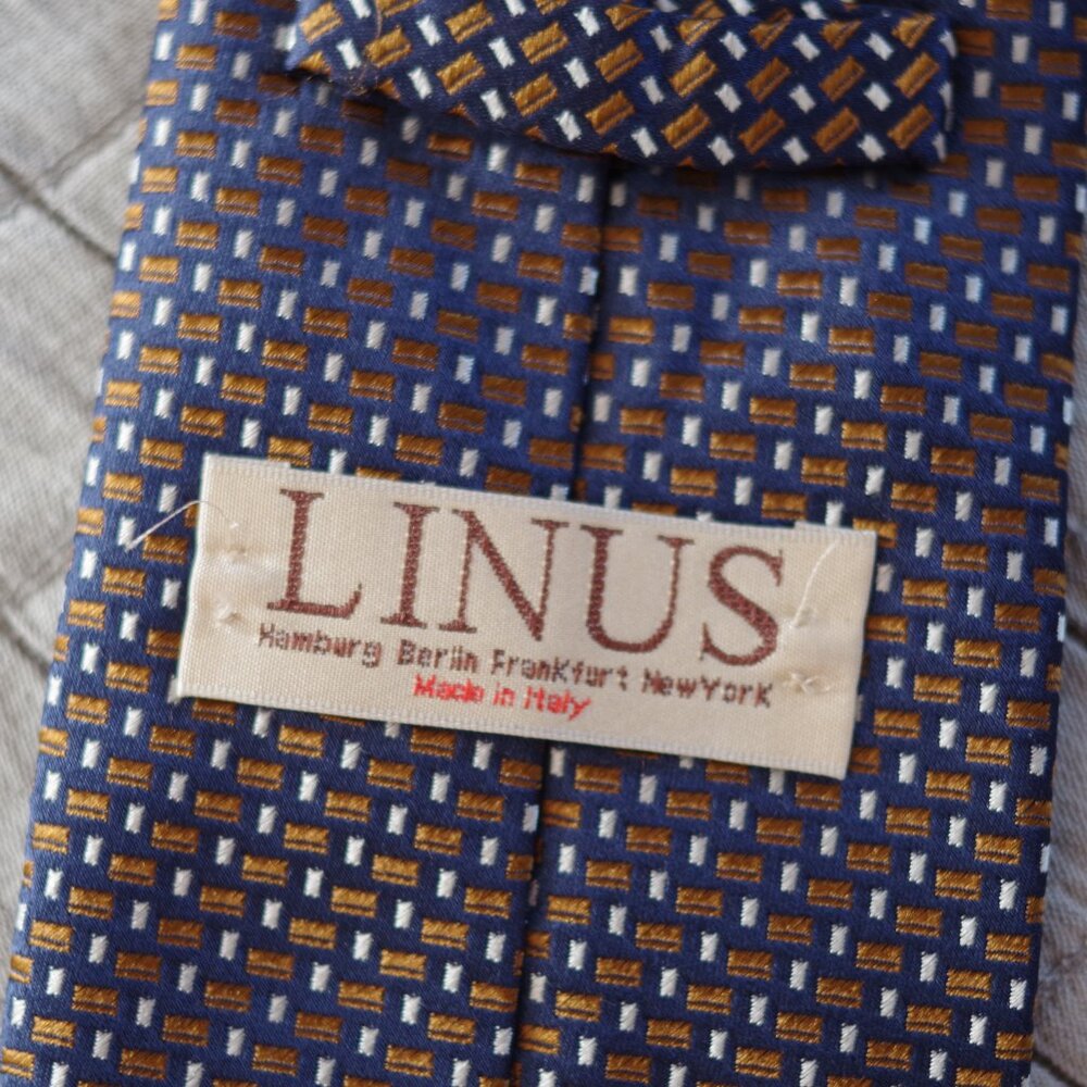 Linus Hamburg Berlin New York Neat Silk Blue Brown Men’s Tie 59" x 3,5"
